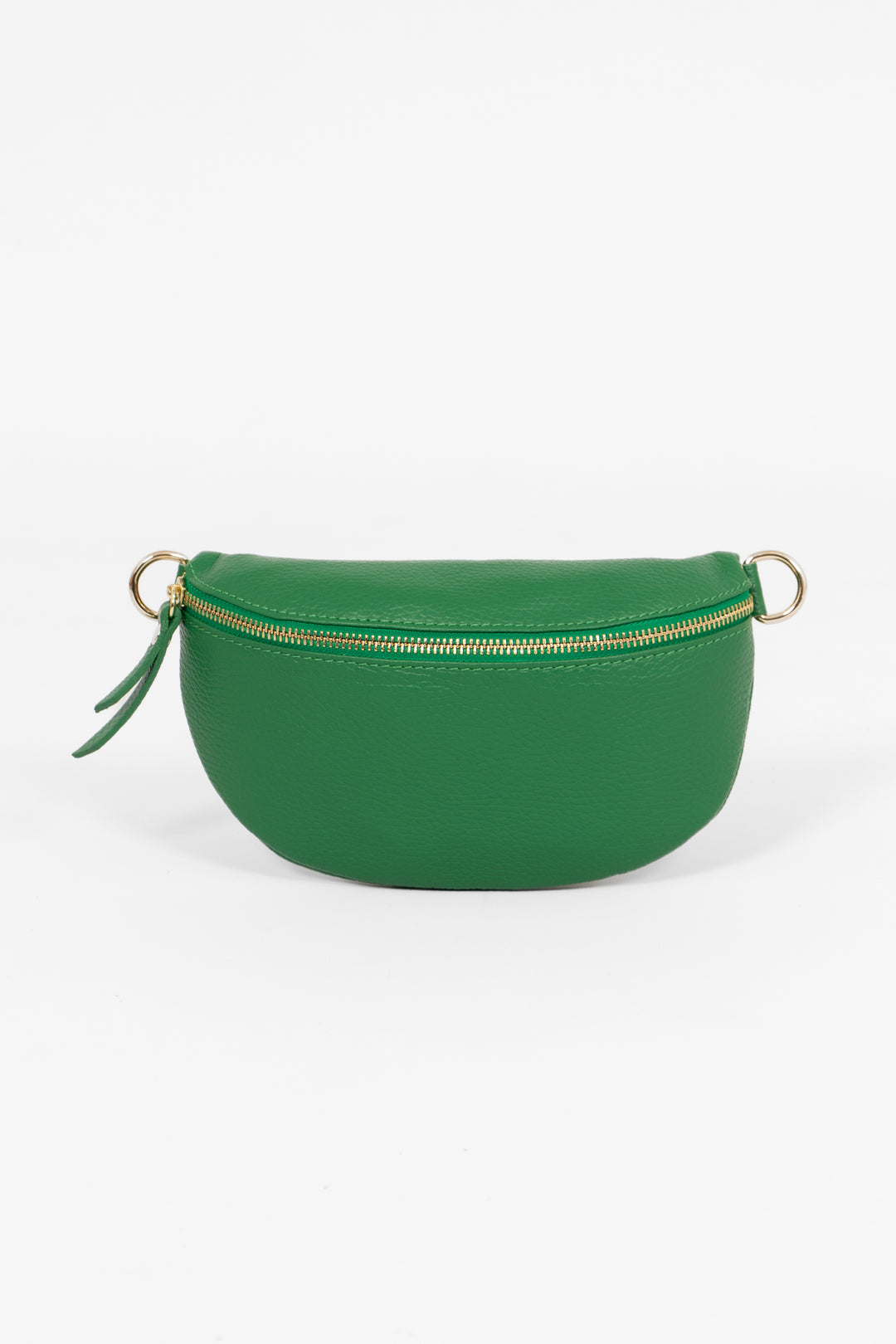Jasmine - Italian Leather Half Moon Crossbody Bag - Bright Green, Pebbled