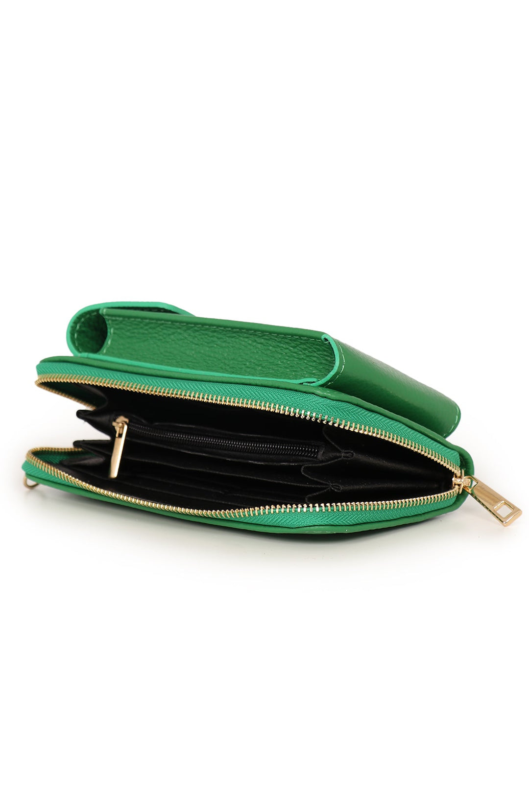 Bright Green Italian Leather Mobile Phone Wallet Combo Bag