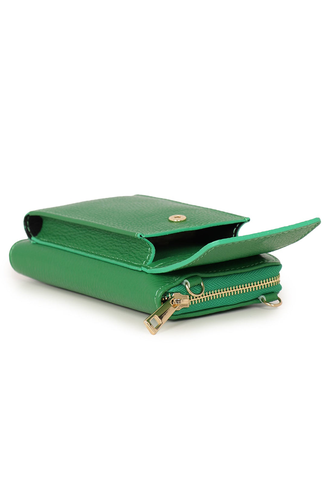Bright Green Italian Leather Mobile Phone Wallet Combo Bag