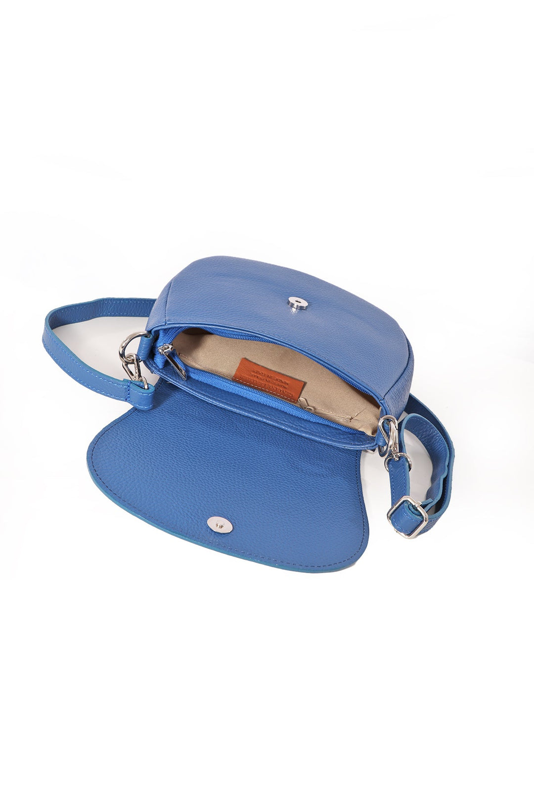 Cassandra - Italian Leather Crescent Crossbody - Royal Blue, Pebbled