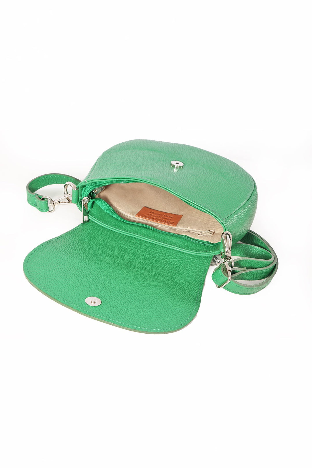 Groene Italiaanse lederen halvemaanvormige crossbodytas