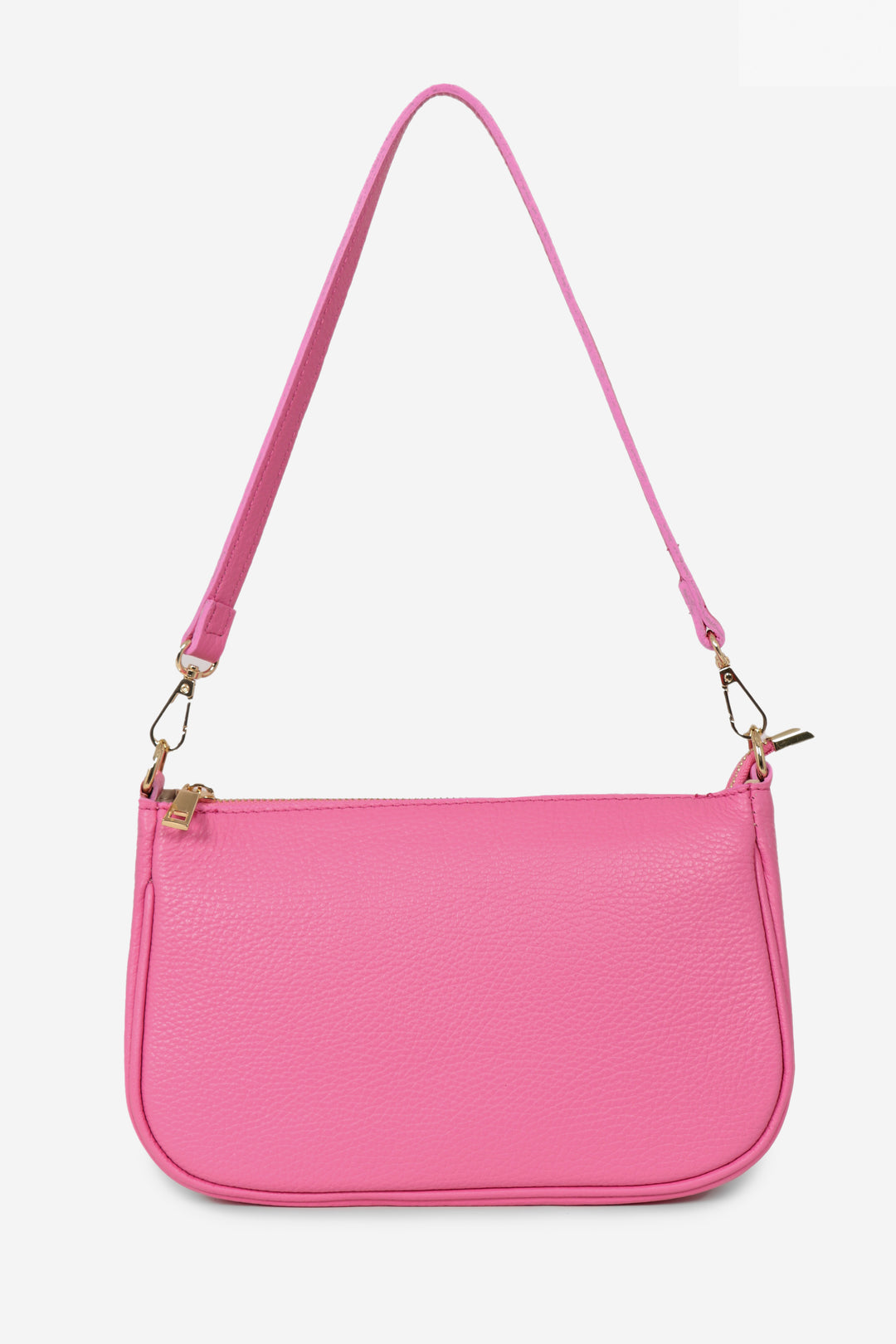 chloe-italian-leather-baguette-bag-hot-pink-pebbled-front-view