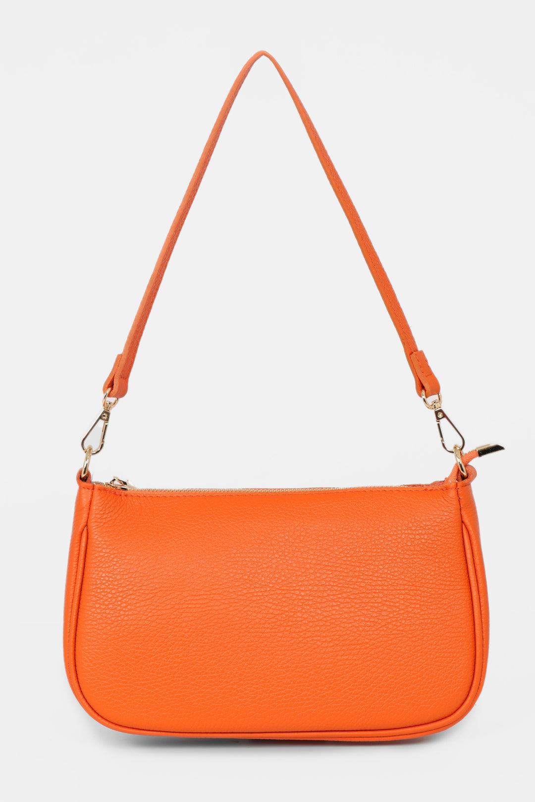 Chloe - Italian Leather Baguette Bag - Orange, Pebbled