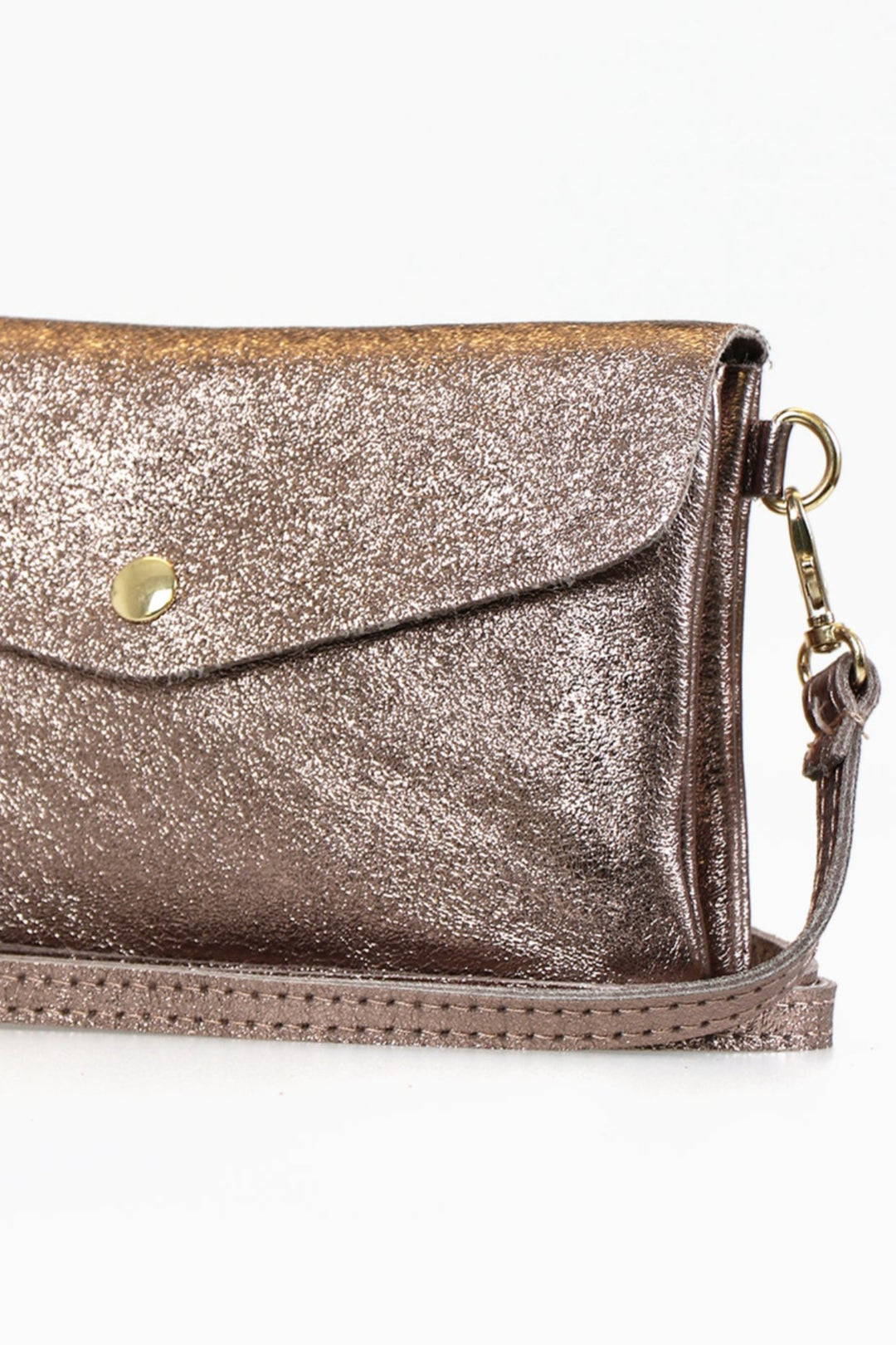 Champagne Large Genuine Italian Leather Envelope Clutch