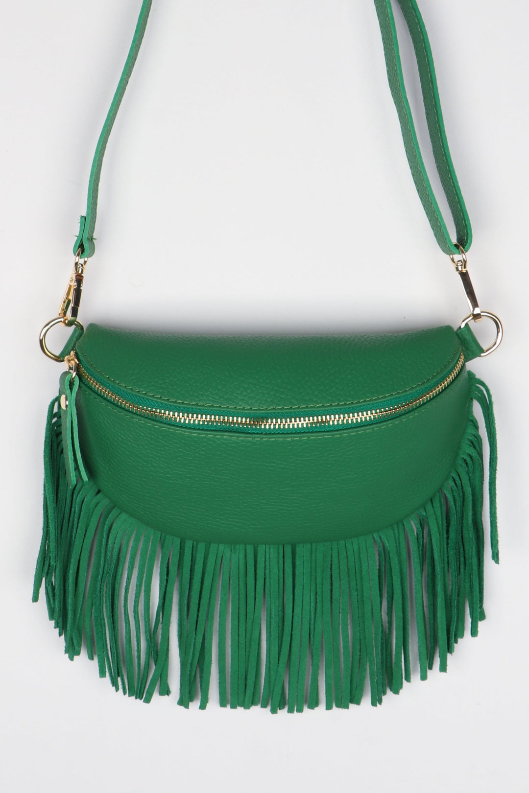 Diana - Italian Leather Half Moon Crossbody Bag - Bright Green, Pebbled