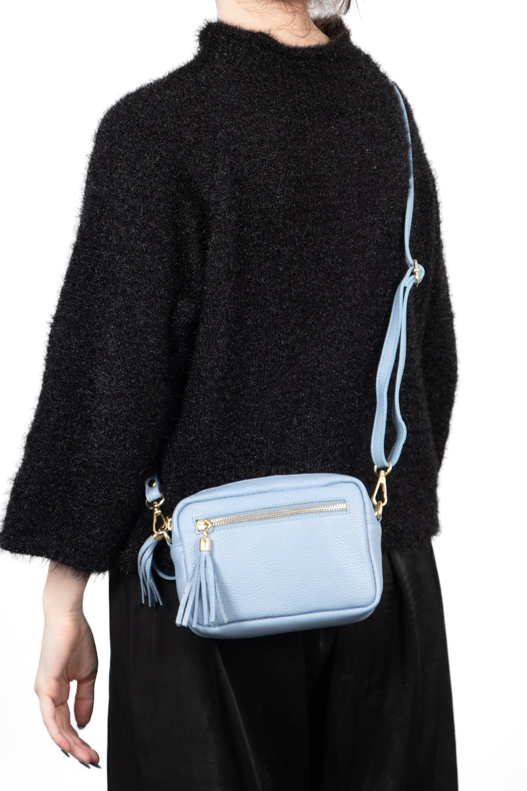 fleur-italian-leather-small-crossbody-bag-azure-blue-pebbled-worn-by-model