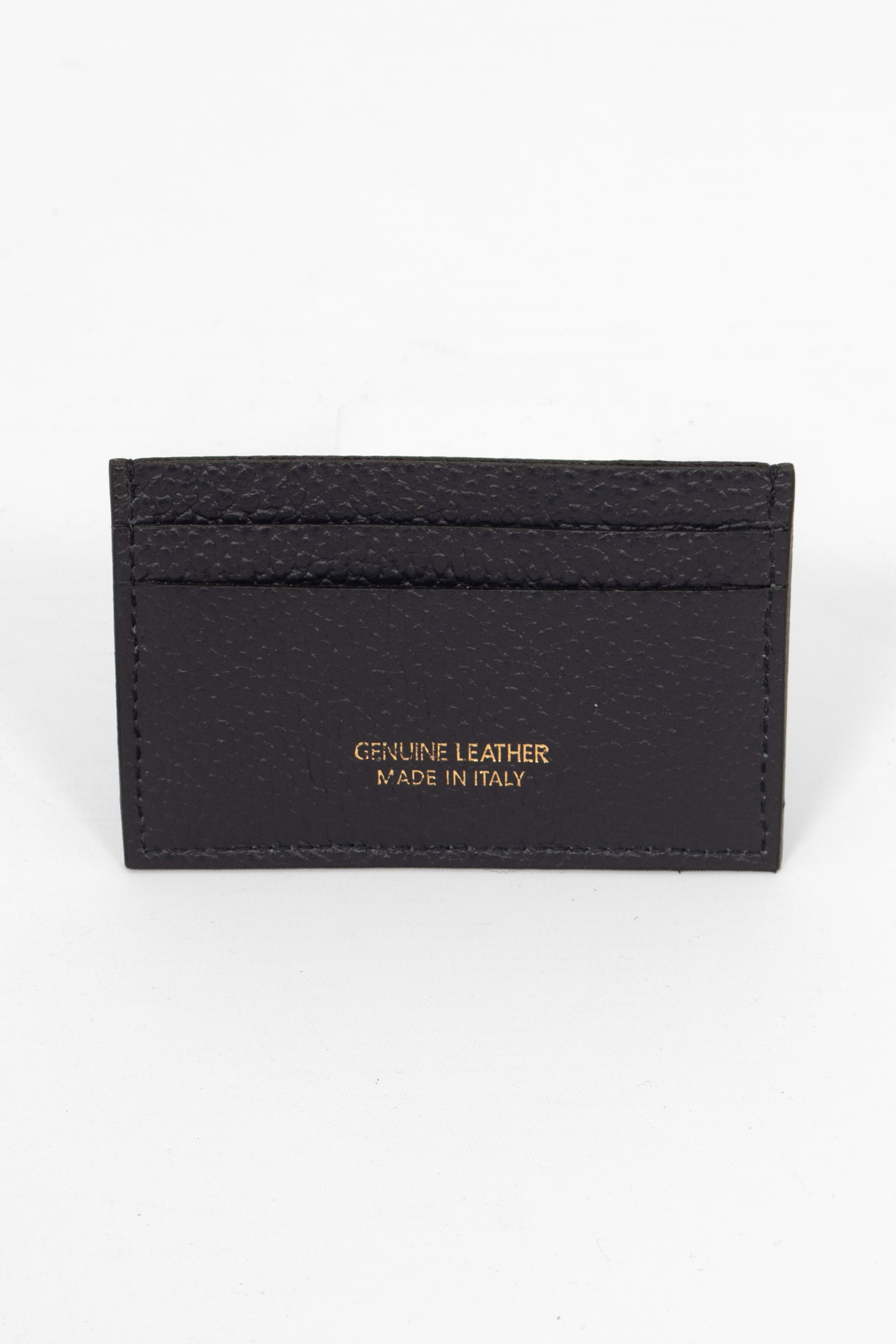 Italian Pebbled Leather Card Wallet in Taupe Sarta Pelle