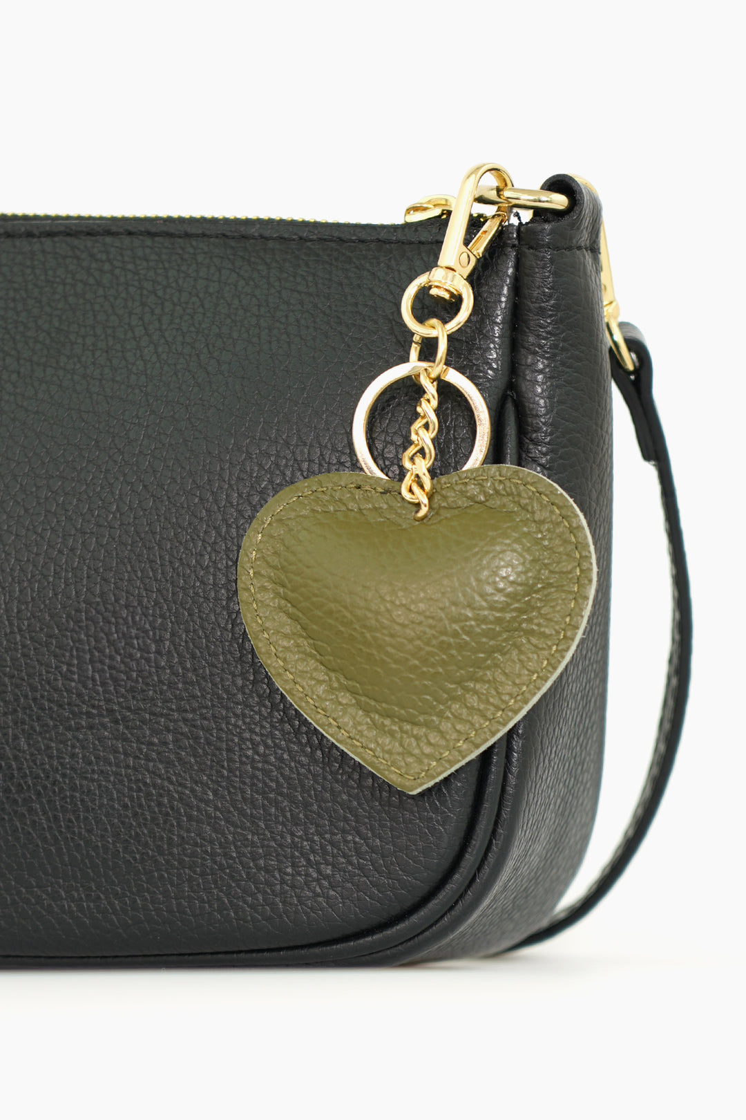 valentina-italian-leather-love-heart-keyring-khaki-pebbled-attached-to-a-bag
