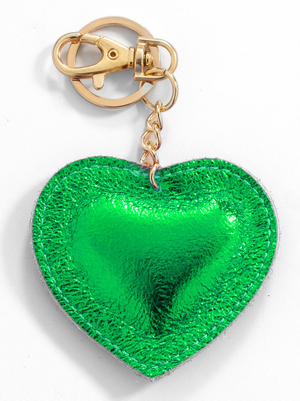valentina-italian-leather-love-heart-keyring-green-metallic-close-up