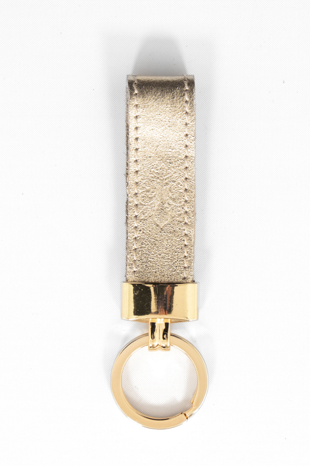 Chiara Italian Leather Loop Keyring - Gold, Metallic