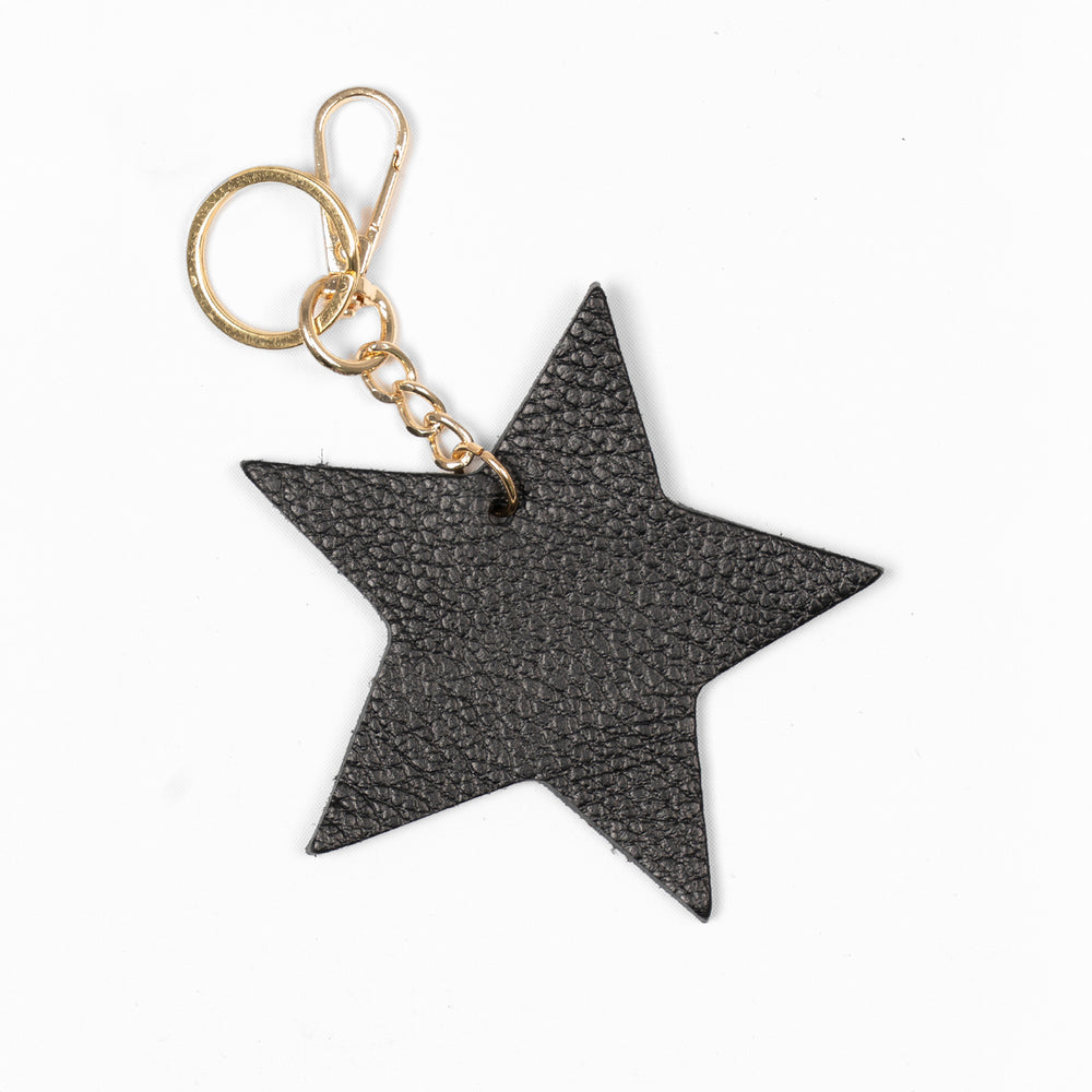 delta-black-pebbled-italian-leather-star-keyring-clip-on