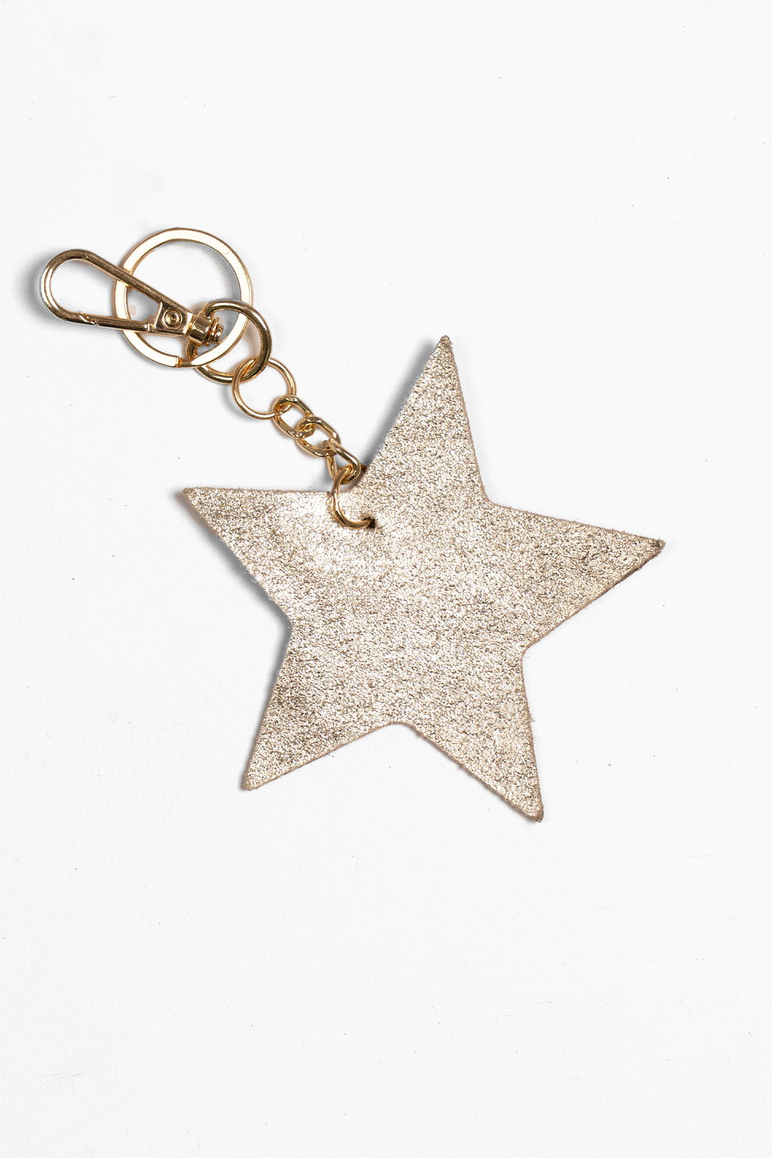 delta-gold-metallic-italian-leather-star-keyring-clip-on