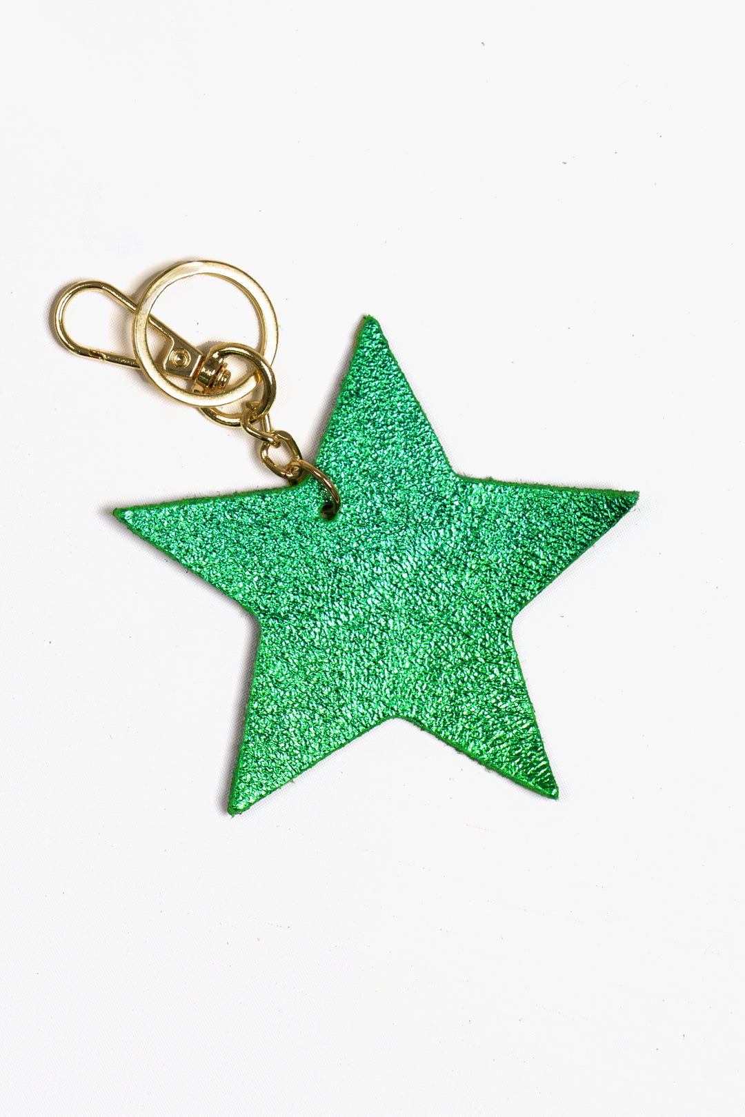 delta-metallic-green-metallic-italian-leather-star-keyring-clip-on