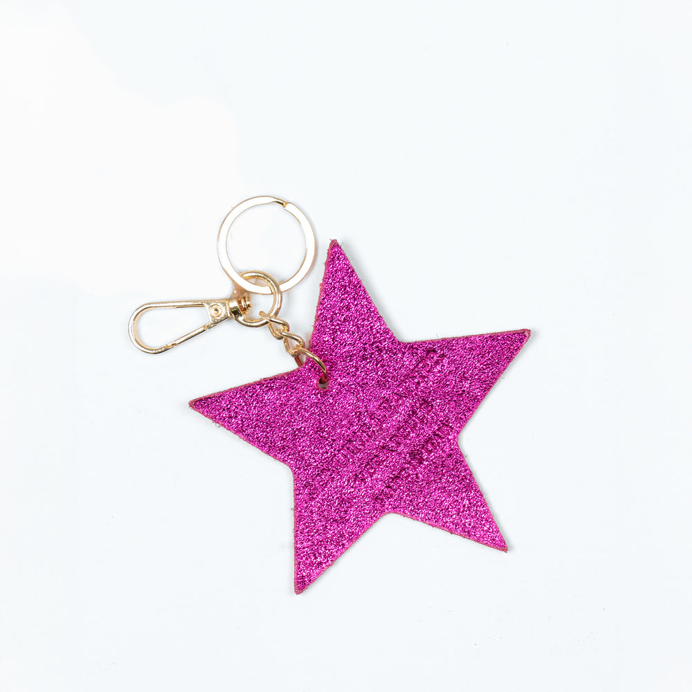 delta-metallic-raspberry-metallic-italian-leather-star-keyring-clip-on