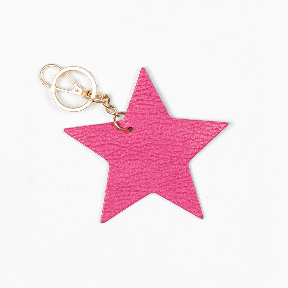 delta-raspberry-pebbled-italian-leather-star-keyring-clip-on