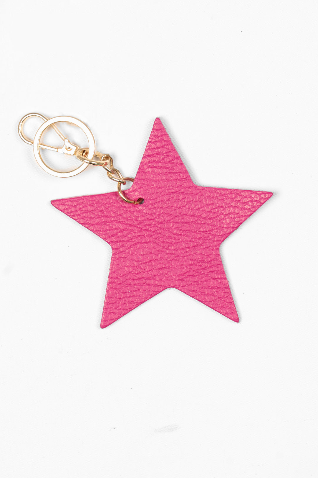 delta-raspberry-pebbled-italian-leather-star-keyring-clip-on