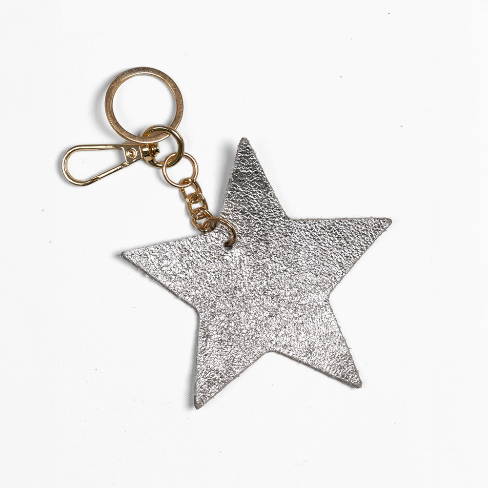 delta-silver-metallic-italian-leather-star-keyring-clip-on