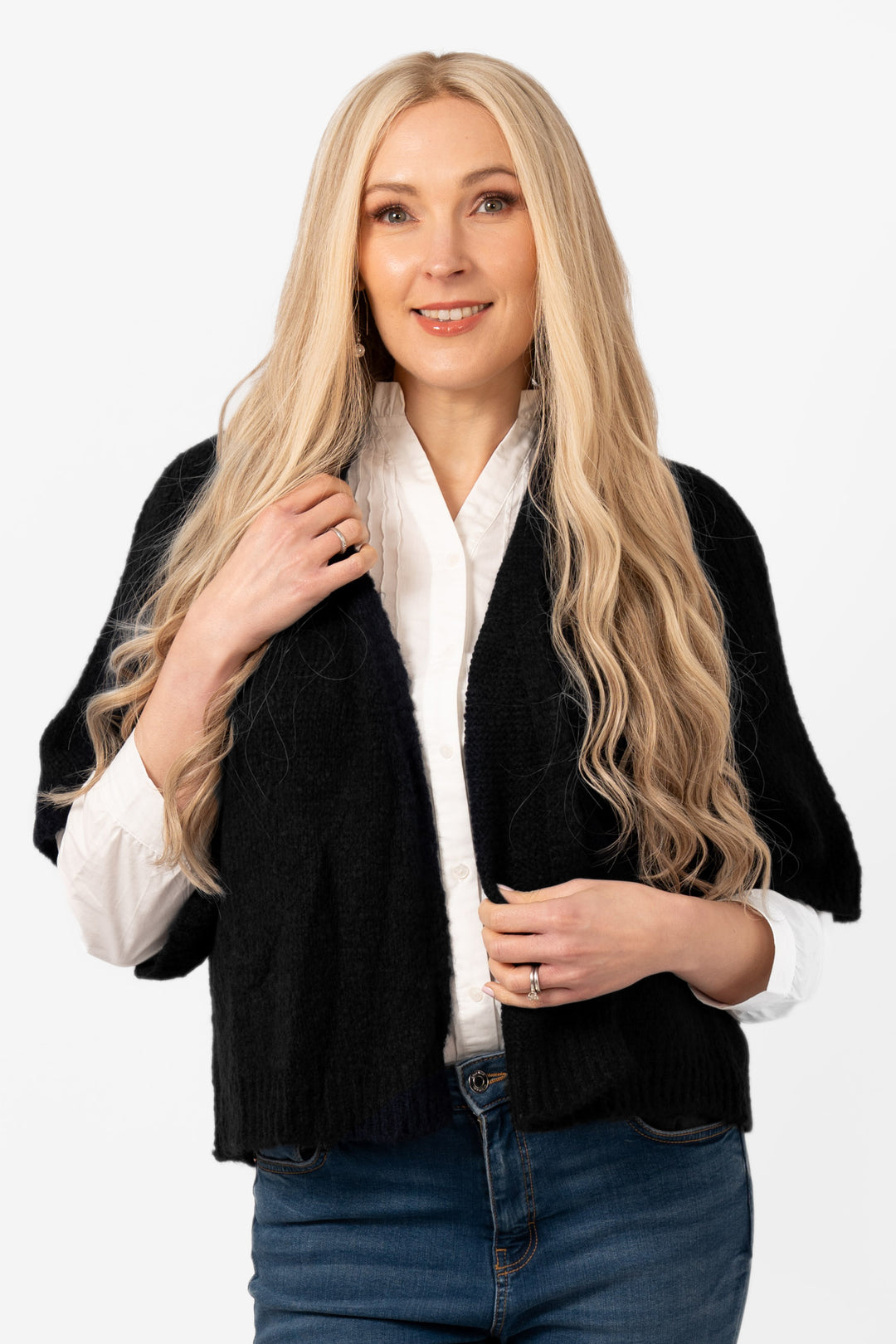 amelia-short-sleeve-wool-blend-cardigan-black-front-view-model