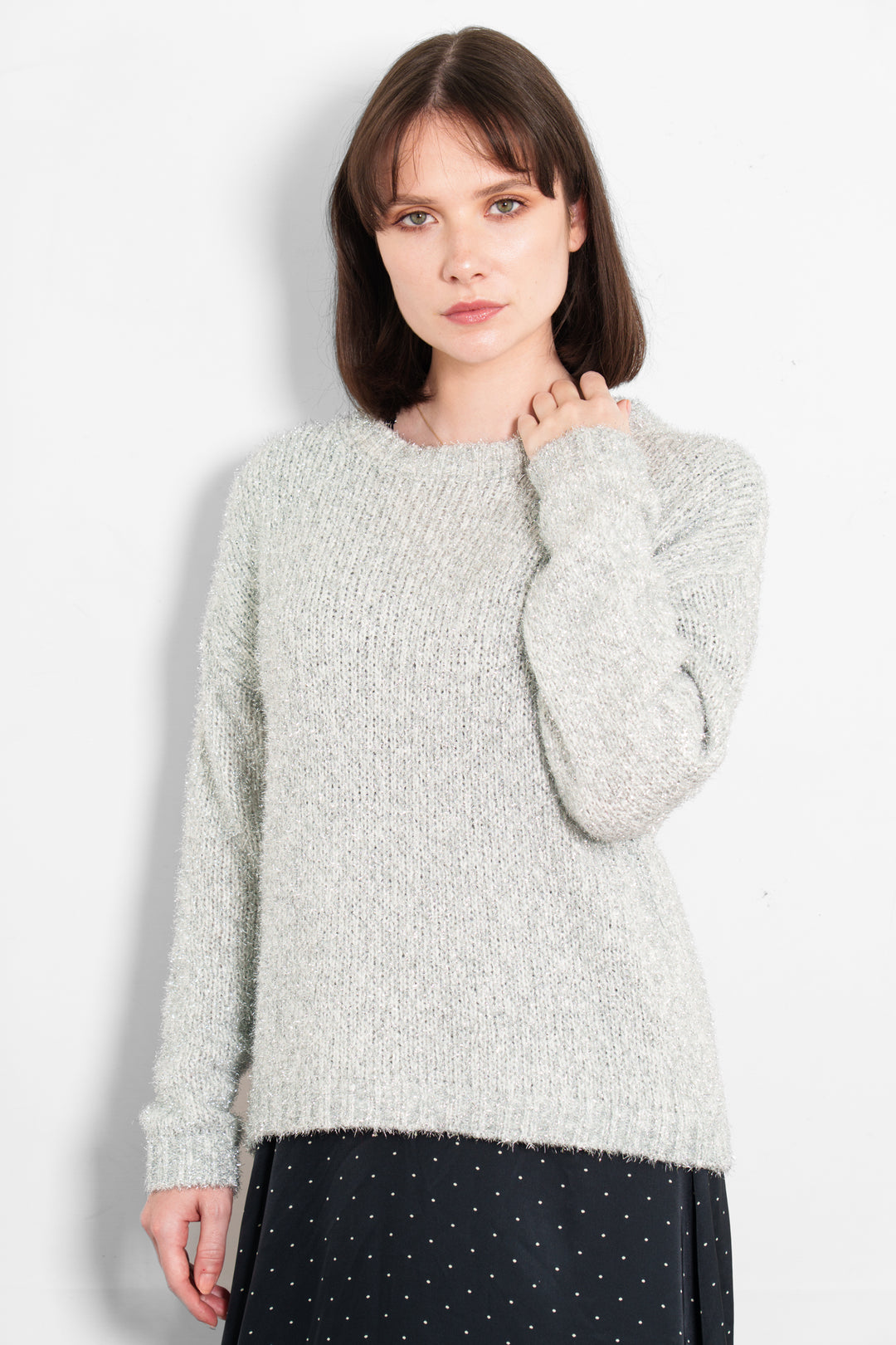 verity-wool-blend-jumper-silver-tinsel-model-front-view