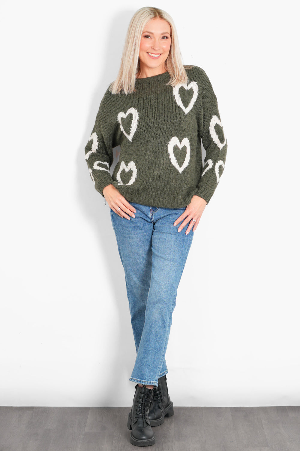 millie-wool-blend-jumper-khaki-cream-love-hearts-styled-casual-jeans