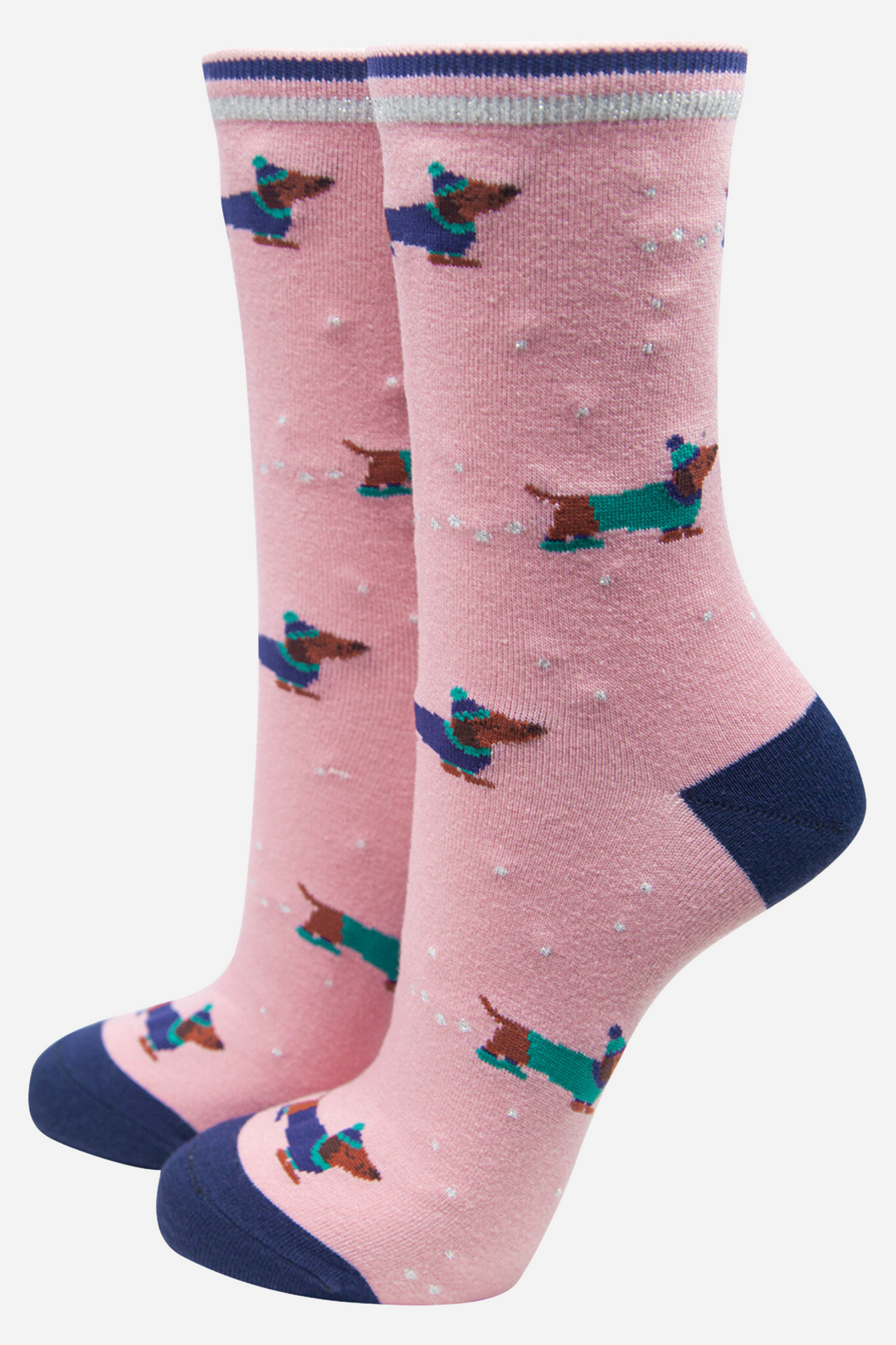 Women's Bamboo Christmas Socks Xmas Scene Novlety Socks Gift Set Pink
