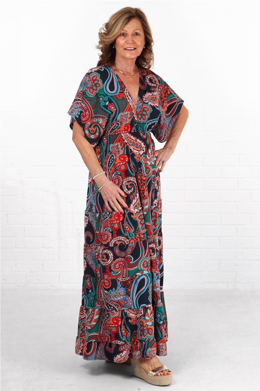 navy blue and orange paisley pattern maxi kaftan dress pattern maxi kaftan dress