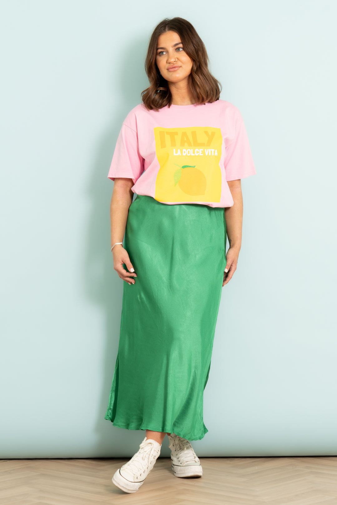 Cassie Midi Slip Skirt - Green