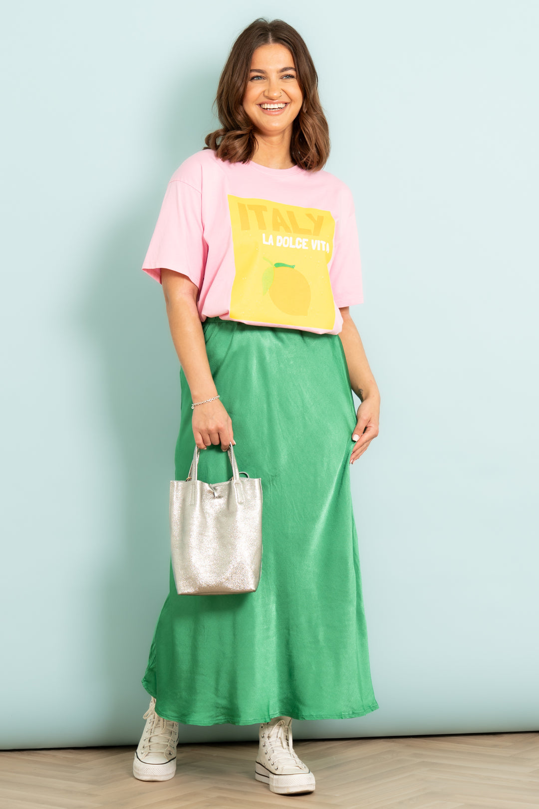 Cassie Midi Slip Skirt - Green