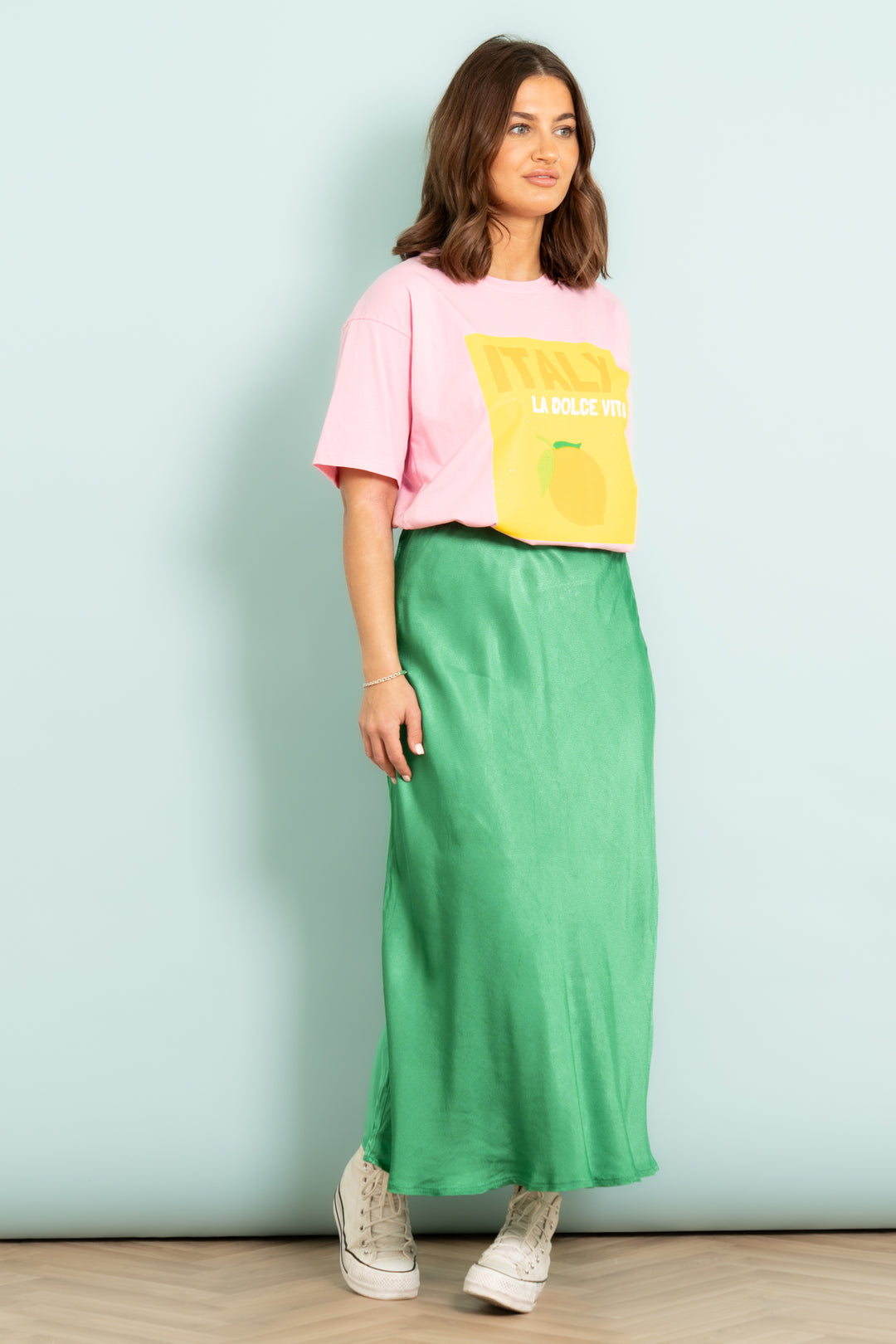 Cassie Midi Slip Skirt - Green