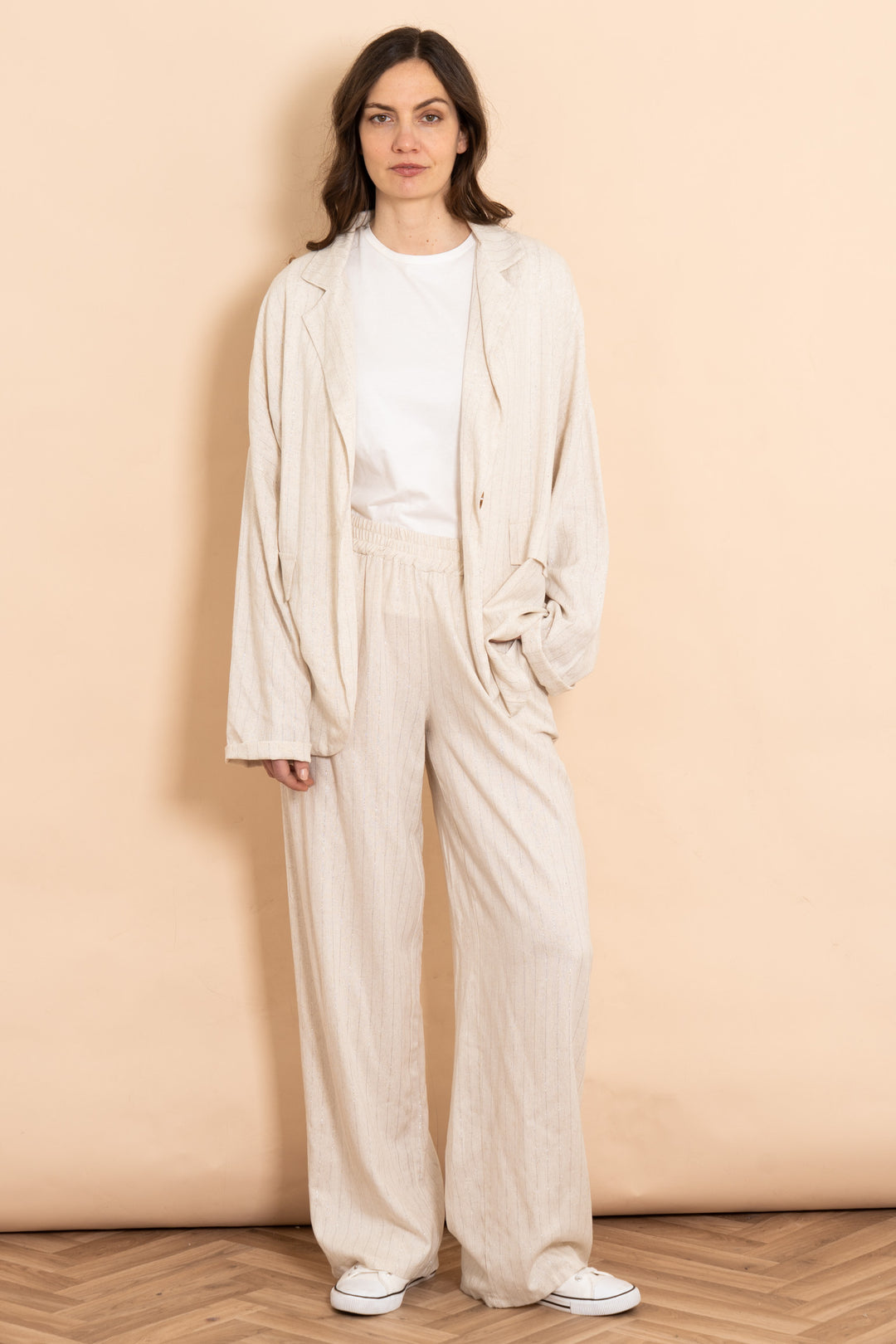 Ezra Wide Leg Trousers - Cream