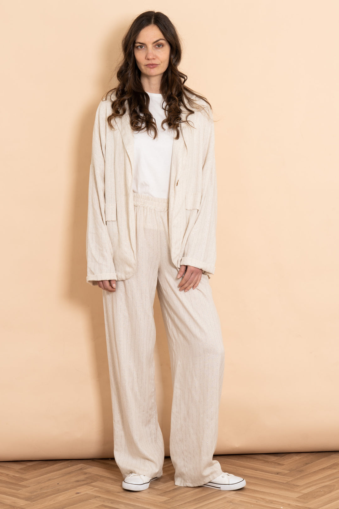Ezra Wide Leg Trousers - Cream