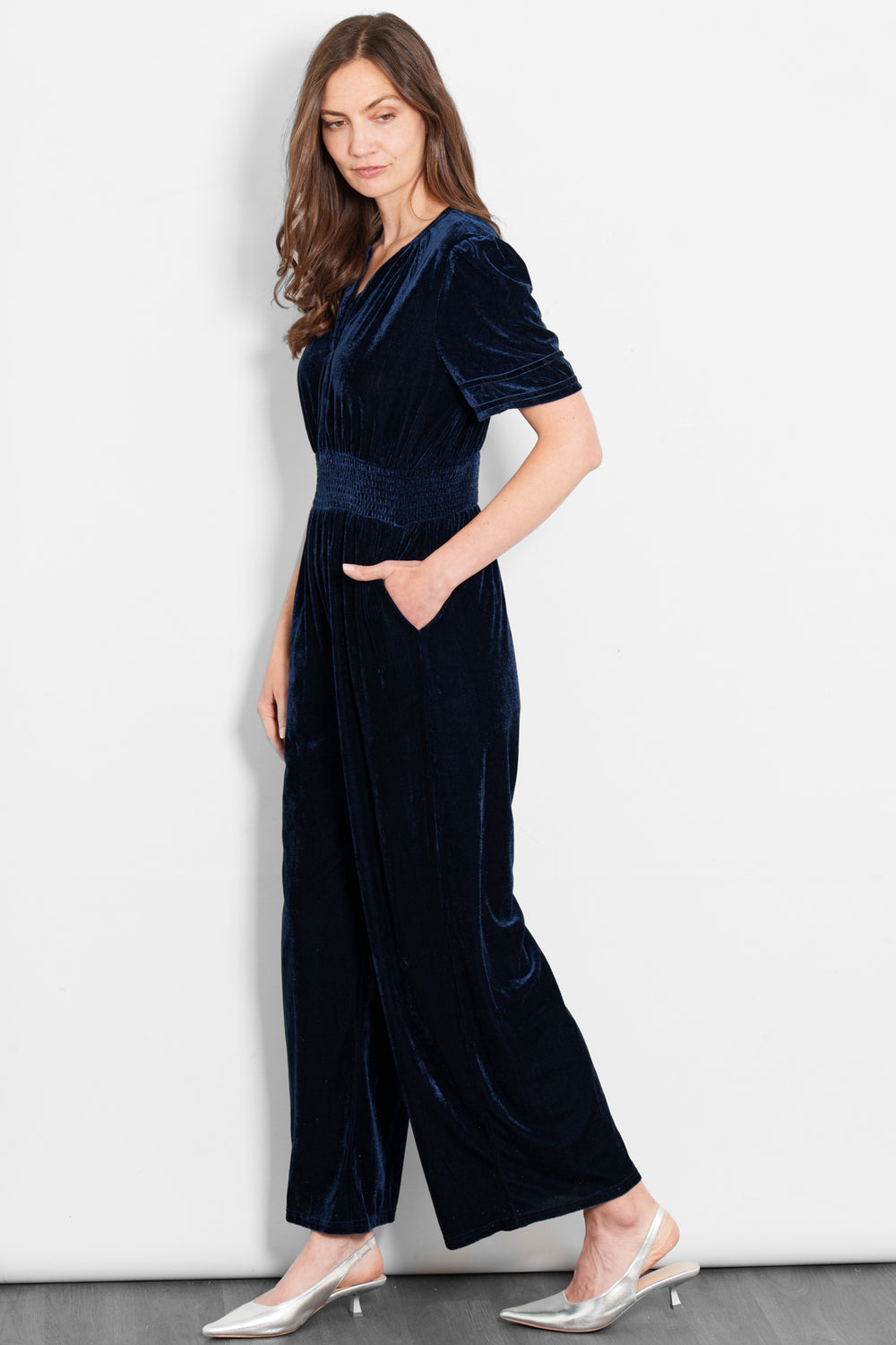 lydia-v-neck-jumpsuit-navy-blue-velvet-pockets