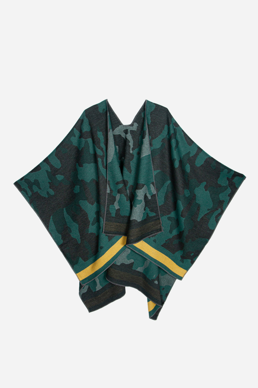 Dark Green Camouflage Print Cape