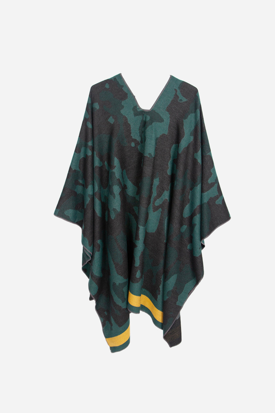 Dark Green Camouflage Print Cape