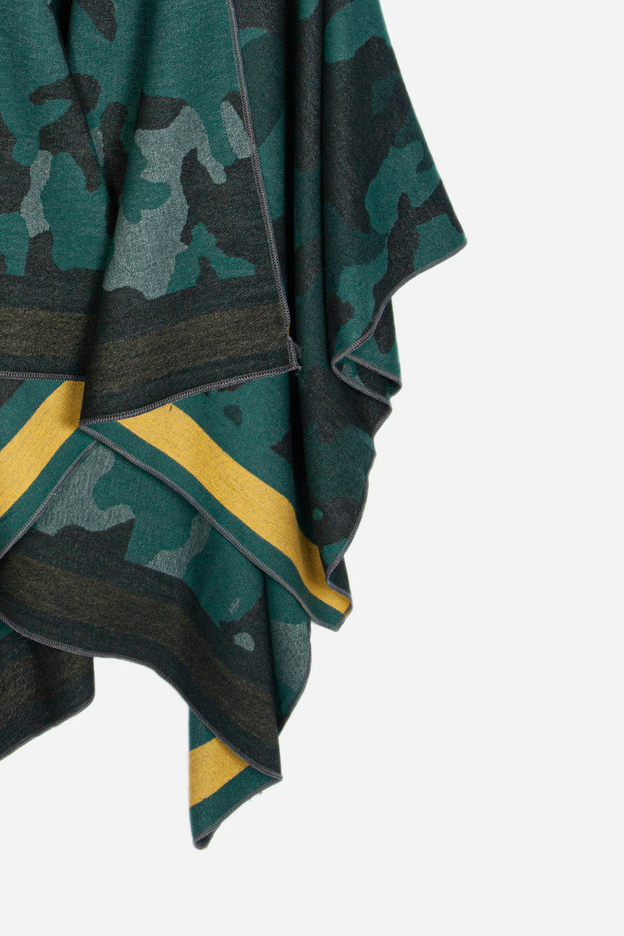 Dark Green Camouflage Print Cape