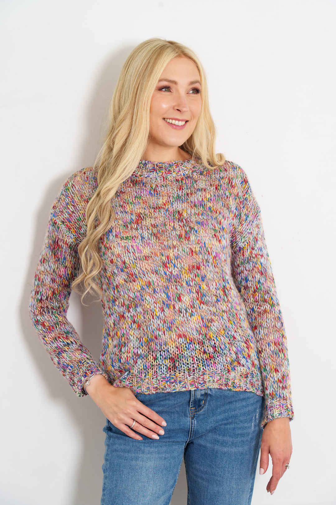 wyatt-wool-blend-jumper-rainbow-speckled-model-front-view