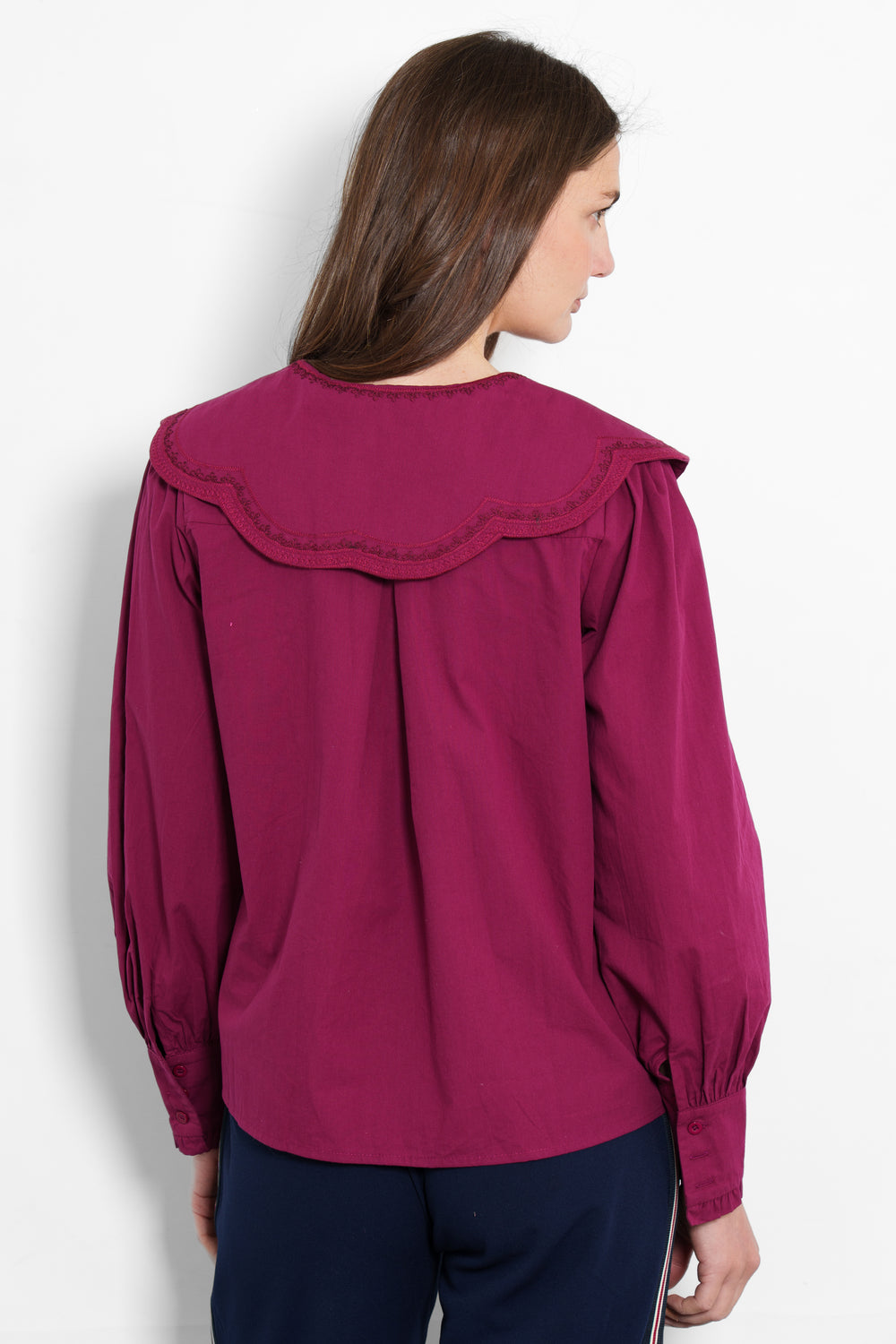 cammie-long-sleeve-cotton-shirt-berry-pilgrim-collar-rear-view-large-collar
