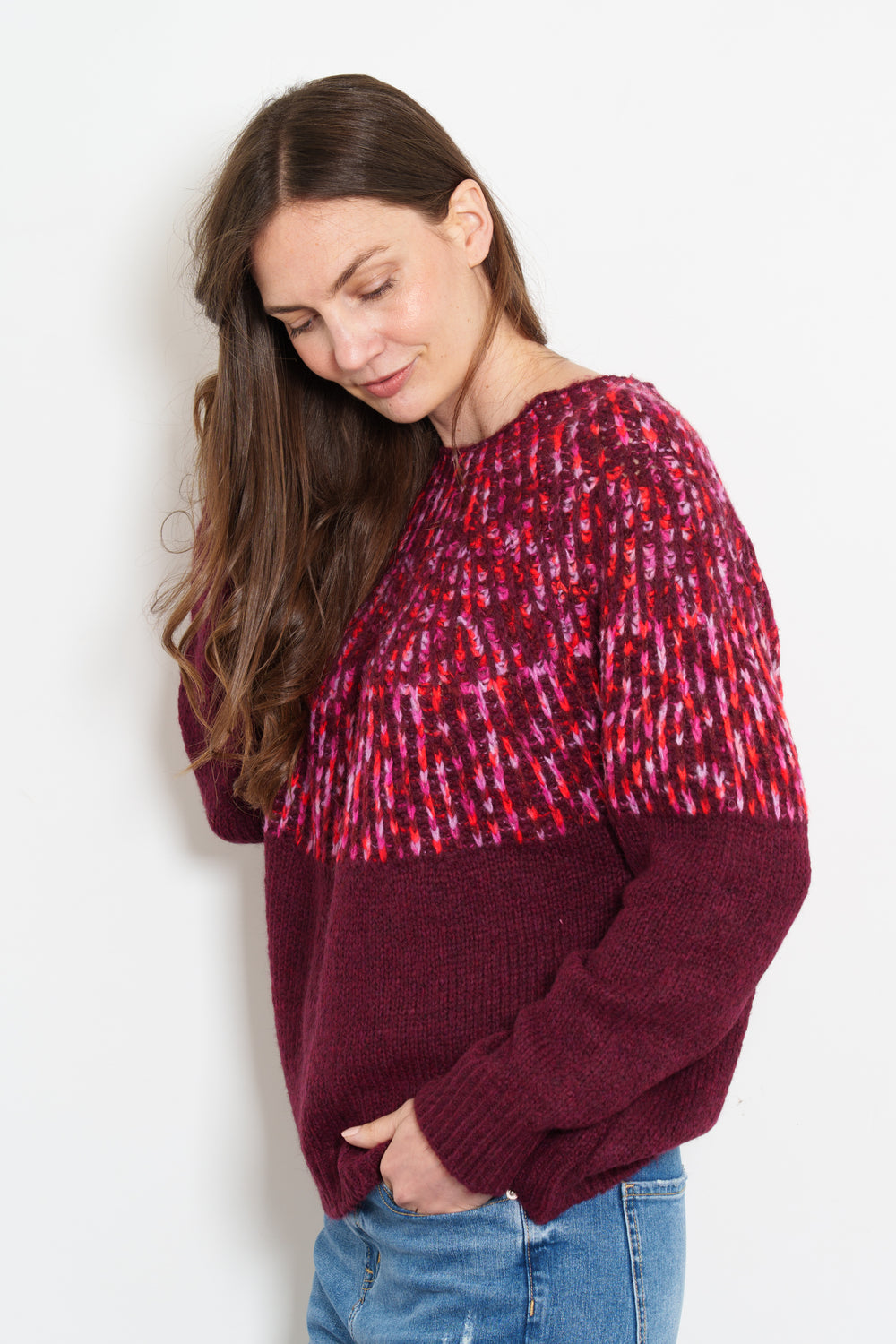 tilda-wool-blend-jumper-berry-pink-scandi-knitted-pattern