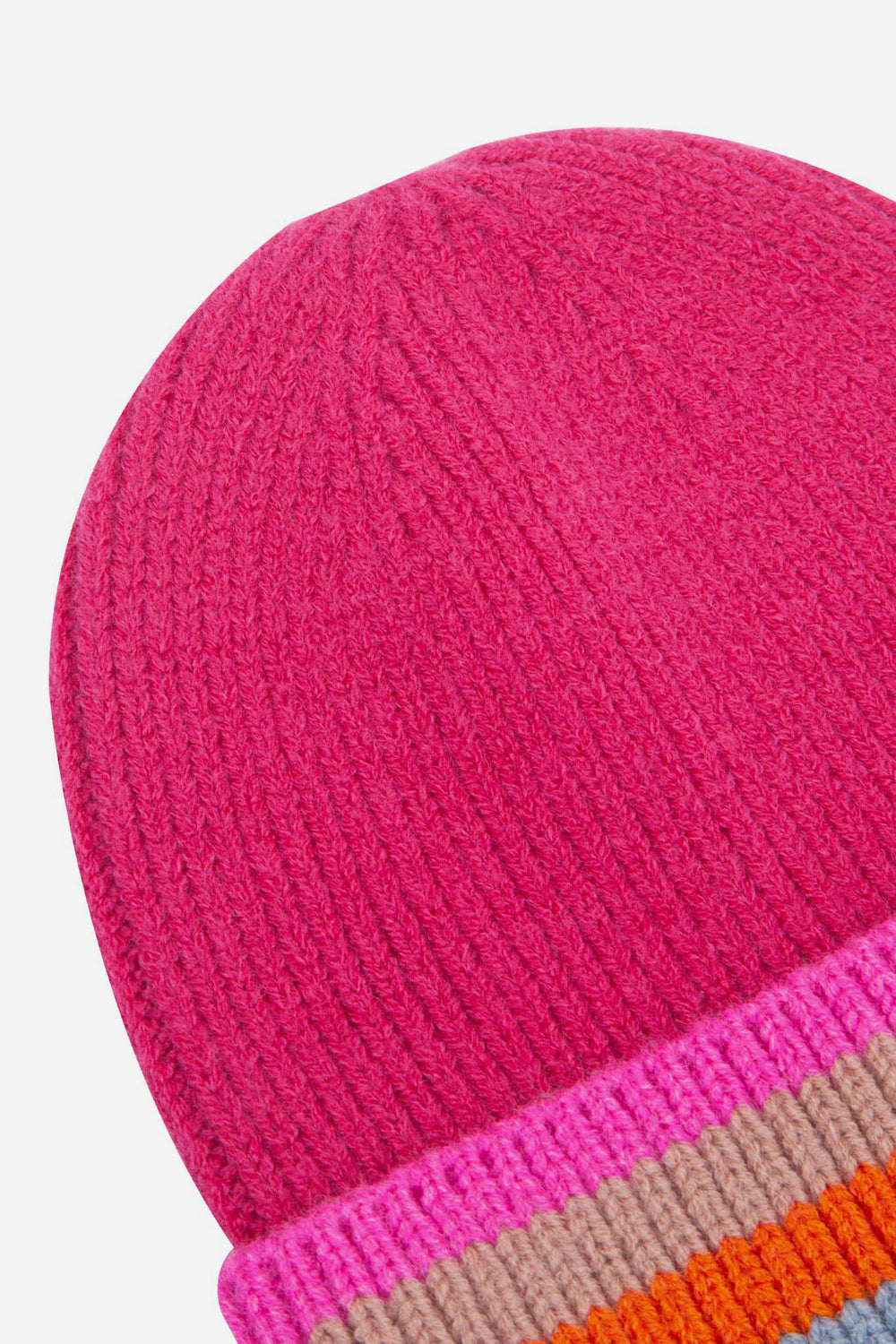 delta-hot-pink-rainbow-stripe-beanie-hat-close-up-knitted
