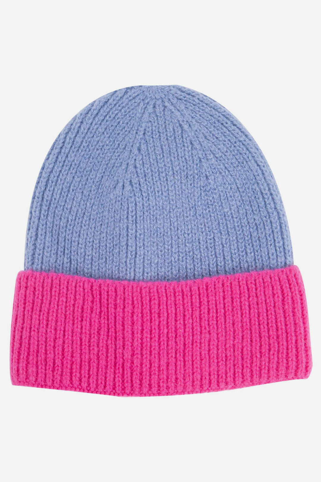 minnie-blue-hot-pink-two-tone-beanie-hat-laying-flat