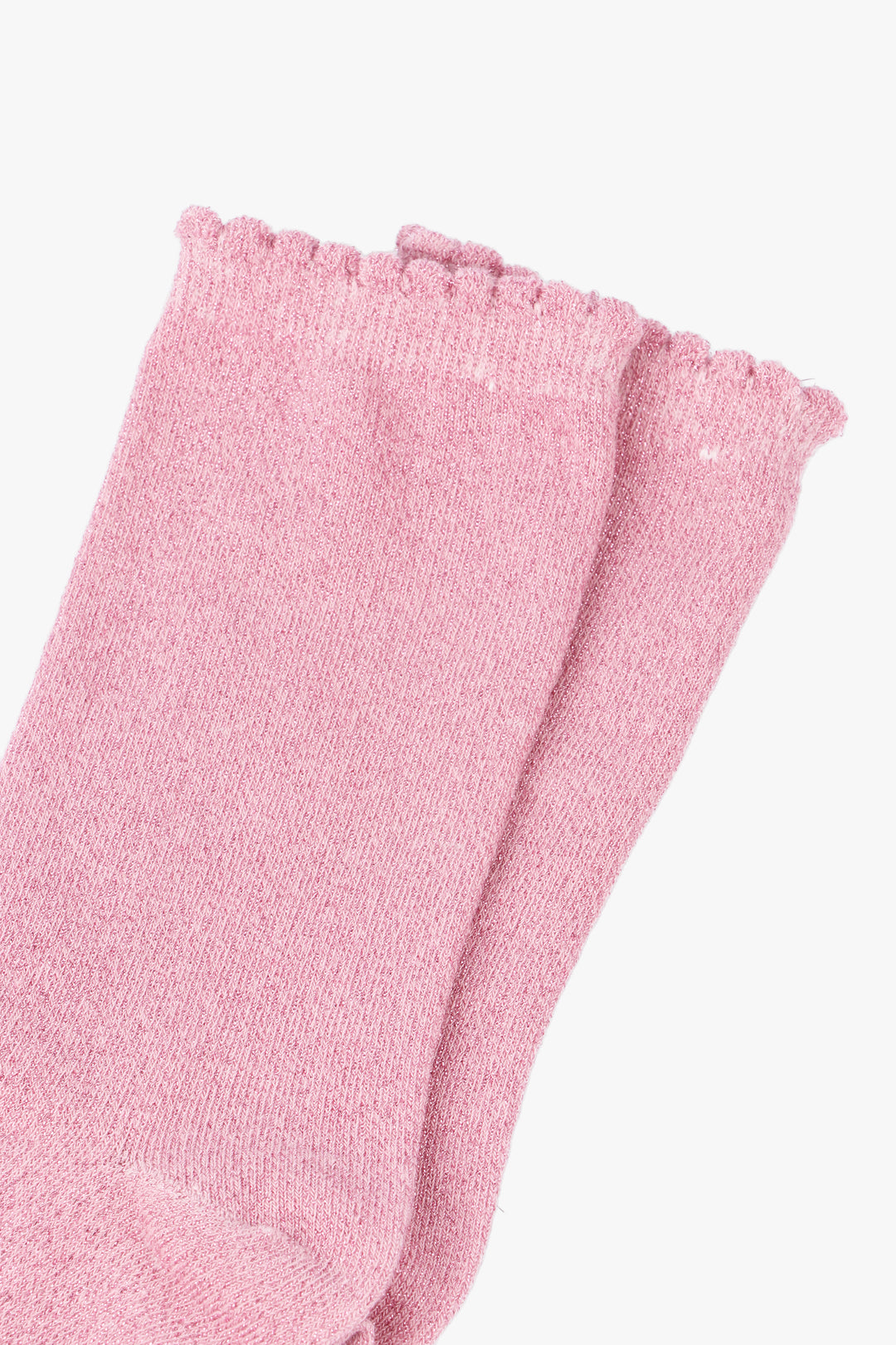 close up of the pink sparkly glitter on the ankle socks