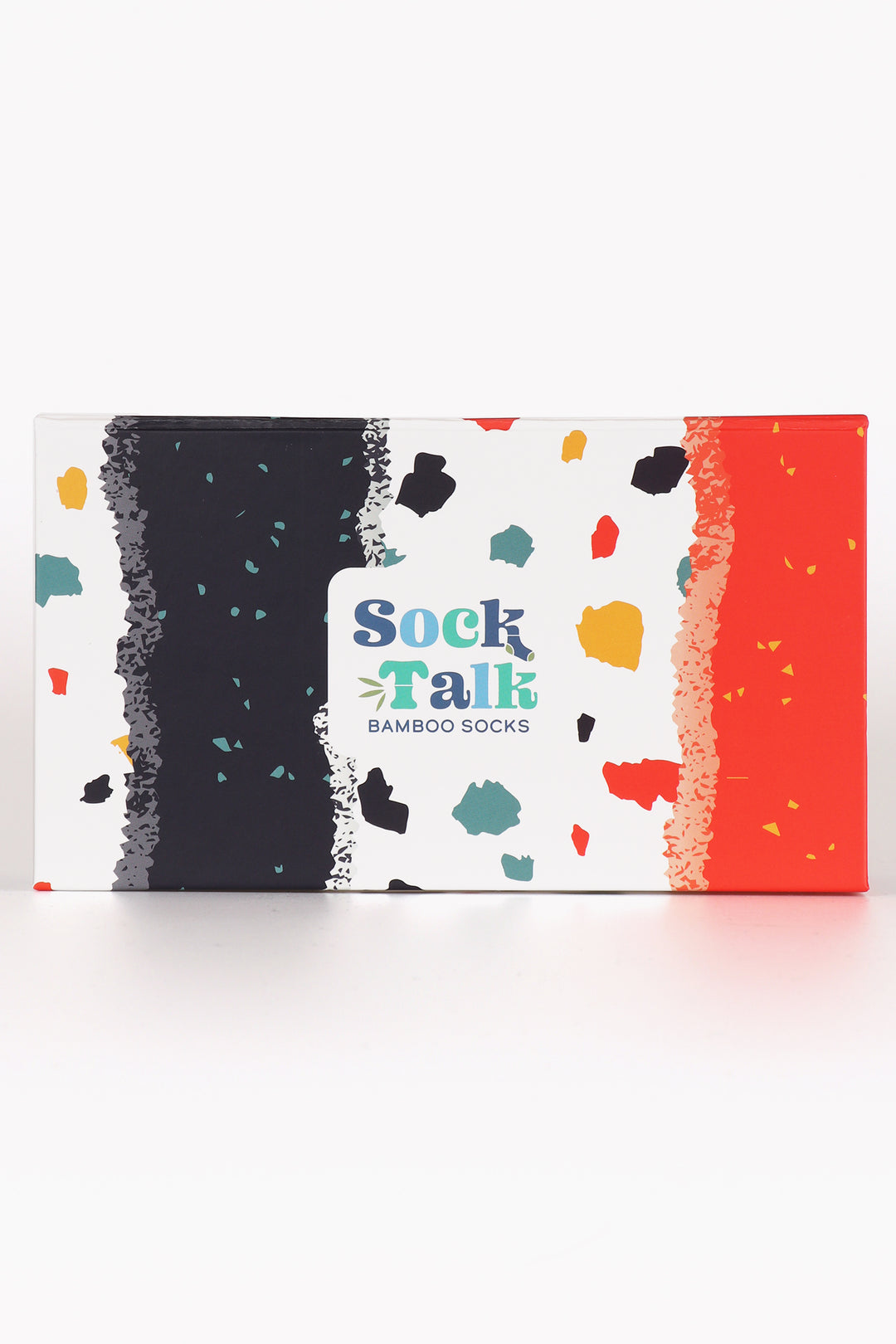 black,red and white abstract print sock gift box