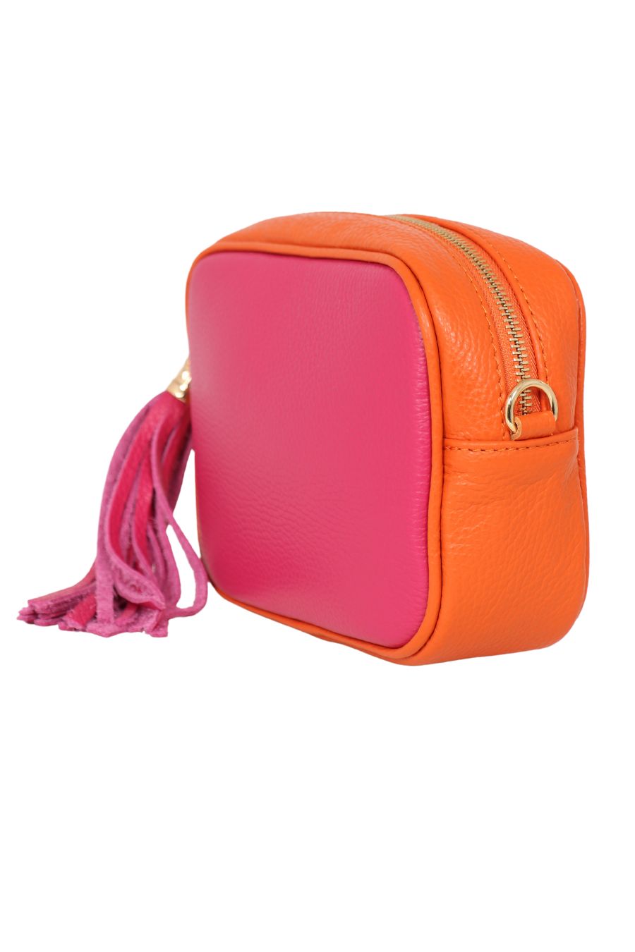 Beau Crossbody Bag - Fuchsia/Orange, Pebbled