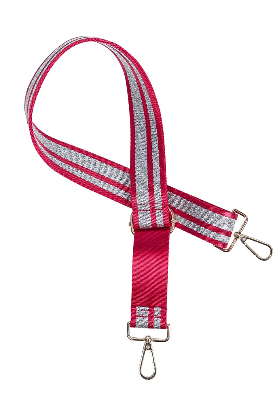 Red Silver Double Glitter Stripe Bag Strap