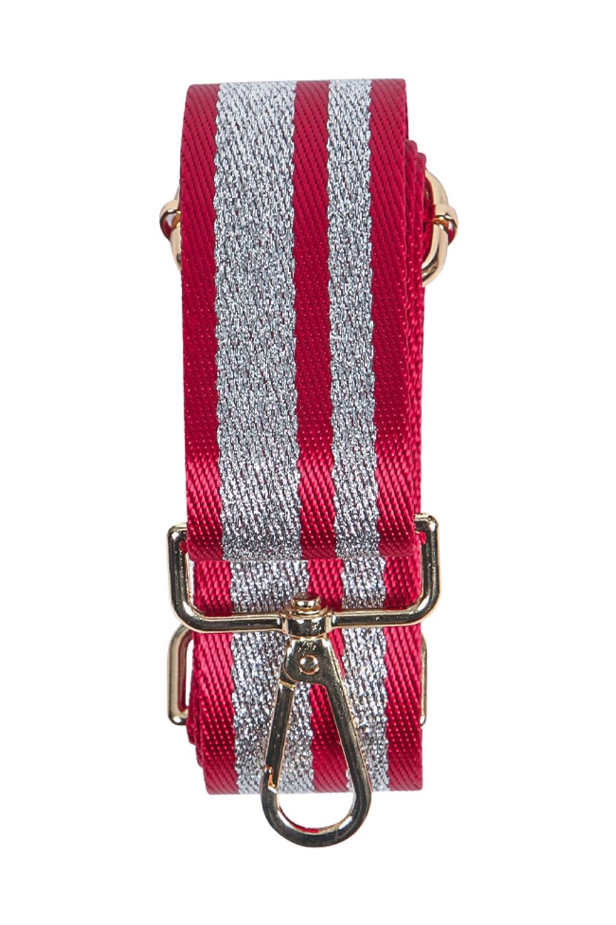 Red Silver Double Glitter Stripe Bag Strap