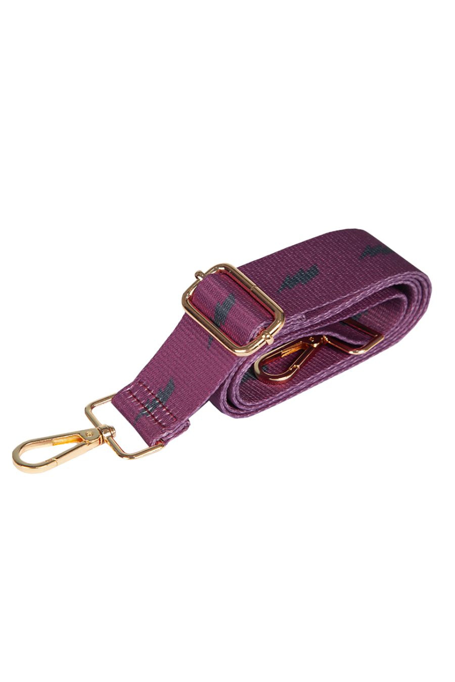 Fuchsia Black Bag Strap With Lightning Bolt Print