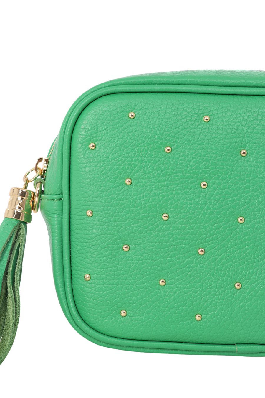 Watermeloen Italiaanse lederen cameratas met gouden studs