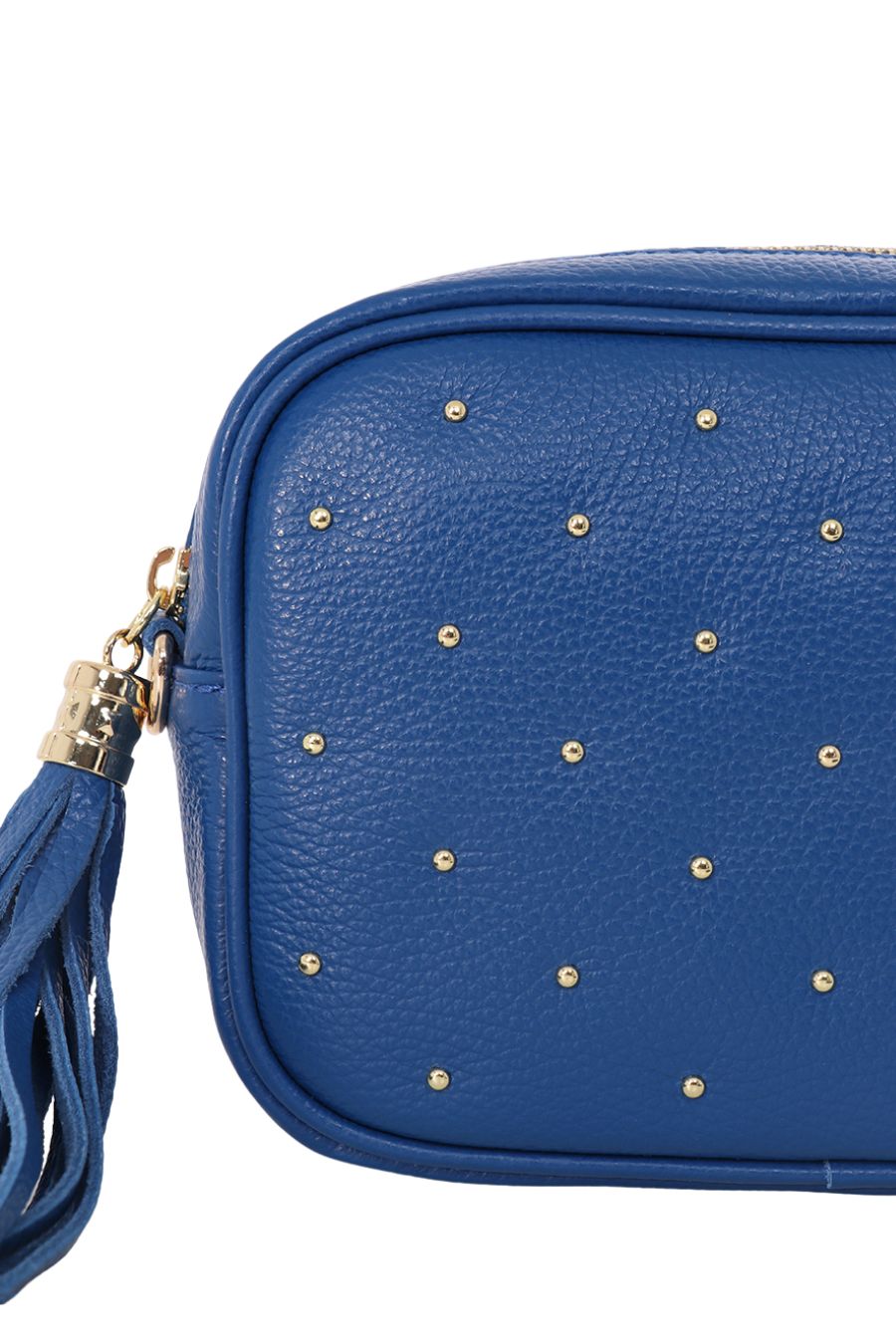 Giulia - Italian Leather Studded Camera Bag - Navy Blue, Pebbled