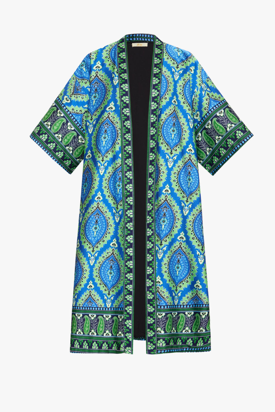 Turquoise Lined Mandala Print Kimono