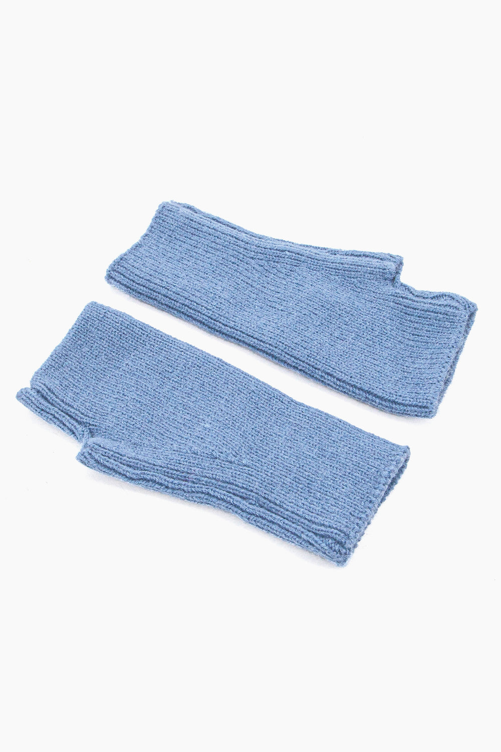 dylan-denim-blue-ribbed-wrist-warmers-laying-flat